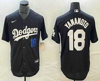 Men%27s Los Angeles Dodgers #18 Yoshinobu Yamamoto Number Black Turn Back The Clock Stitched Cool Base Jersey->los angeles dodgers->MLB Jersey